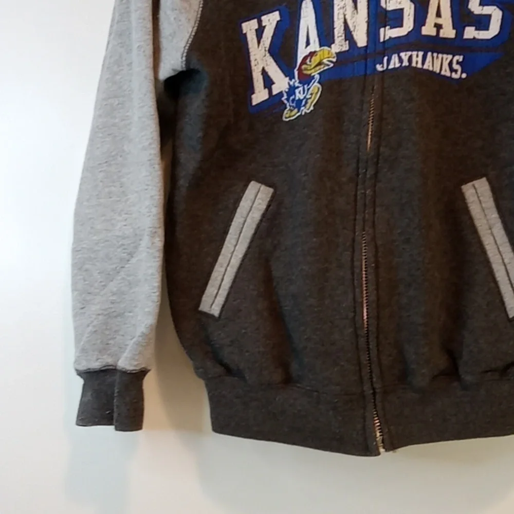Vintage Champion Eco Fleece Full Zip Hoodie NCAA Kansas Jayhawks Youth Sz Med/8